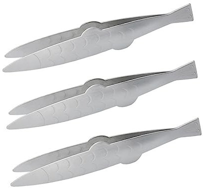 Ciieeo 3pcs Fish Bone Tweezers Stainless Steel Tweezers Aquarium Tank Food Clips Fish Shaped