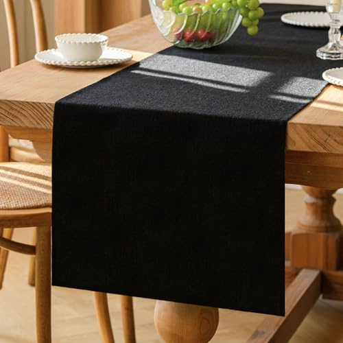 Kiatuniya Chemin de Table Moderne Noir 40 x 140 cm Lavable au Printemps Ferme Maison de Campagne Décoration de Table pour Anniversaire, Mariage, Cheminee Decorative, Décoration de Fête
