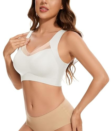 Jiuday Damen Nahtlos Bügelloser BH Soft Bequemer Gepolstert (#370-Weiß,L)