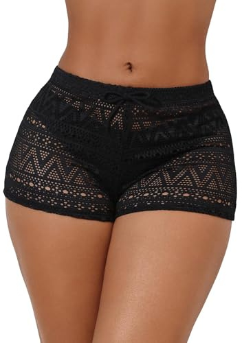 GORGLITTER Damen Shorts Sommer Kurze Hose Cut Out Bikinihose Durchsichtig Strandhose Süß Sommerhort Urlaub Hotpants