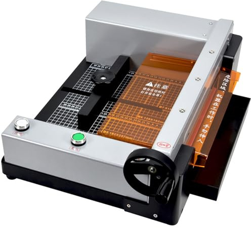GLJTUO Elektrischer Papierschneider, Papierschneidemaschine A4, Papierschneidemaschine Mit Automatischer Sicherheitssicherung 400 Blatt-4Cm Max. Schnittstärke 0,5Mm Schnittgenau,