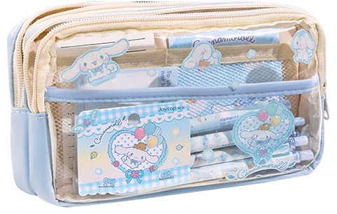 EDLMKM Large Capacity Pencil Case, Big Capacity Pencil Pouch With Zip, Handheld Pen Bag Cosmetic Portable Gift For Office School, Makeup Bag,Cute Stationery Set, Stickers, Note Pads For Teen Girl Wome