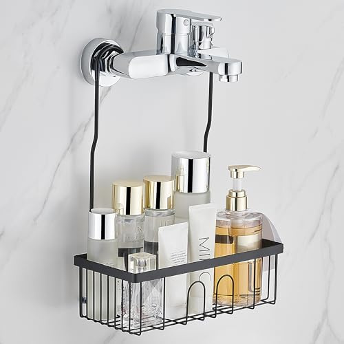 JONEBAER Duschablage Ohne Bohren, Duschablage Zum Hängen Shampoo Halterung für Dusche SS304 Edelstahl, Duschkorb Zum Hängen Dusche Halterung Duschkorb Ohne Bohren Duschregal Hängend 26x12x8cm Schwarz