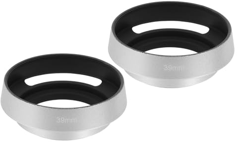 PATIKIL 2 Pezzi 39mm Paraluce Universale A Vite In Metallo Argento | Traforato Curvo, Per Fujifilm Per Nikon Per Pentax, Paraluce