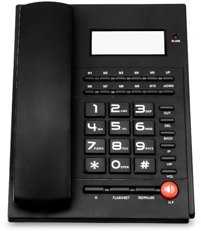 L-13 Caller Corded Telephone Display with Desktop for Seniors | Abs Black Body, Adjustable Volume, Screen, Suitable for Hotel and Home Use
