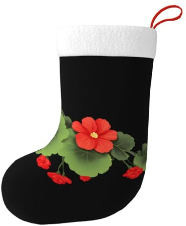 Christmas Decorative Stockings YYHWHJDE Red Begonia Flowers Printing for Christmas Holiday Party