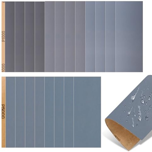 BALUGAEA Schleifpapier Set 20 Stück Nass und Trocken Sandpapier Fein Nassschleifpapier Körnung 1000 2000 3000 5000 7000 wasserschleifpapier für Holz Metall Auto Polieren und Schleifen 23x9 cm