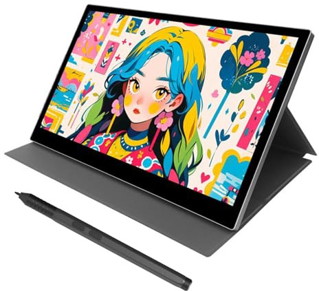 Tavoletta Grafica con Schermo 15,6 Pollici Display FHD Laminato | 16384 Livelli di Pressione, 120% sRGB, Penna Senza Batteria con 10 Punte per Disegno Digitale, Illustrazione e Design Grafico