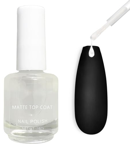Matte Topcoat, 16 ML Top Coat Matt Nagellack Schnelltrocknend ohne UV-Lampe, Matt Klarlack Wasserbasis nagellack ohne Schwitzschicht für Nagelstudio DIY Home (Matte Top Coat, 16 ML)