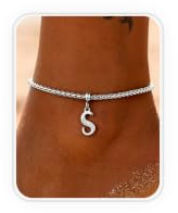 Milacolato Fußkettchen für Damen Buchstaben A-Z mit Zirkonia Anhänger Edelstahl Fußkette Gold & Silber wasserfest 22+5cm verstellbar Wheat Chain personalisiert Geschenk Frauen