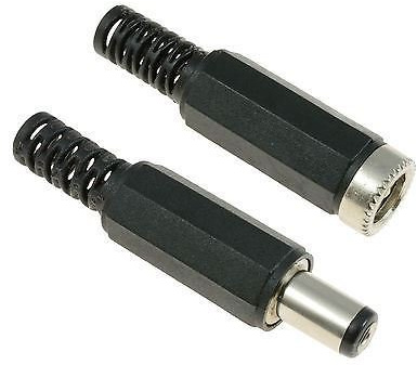 2.5mm x 5.5mm Pair Male + Female DC Power Plug Socket Jack Connector