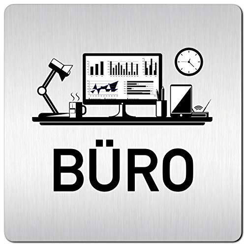 Türschilder24 XXL Schild - Türschild (B) • 125 x 125 mm • Büro • 1,5 mm Aluminium Vollmaterial • 100% Made in Germany (Büro Pikto 002)