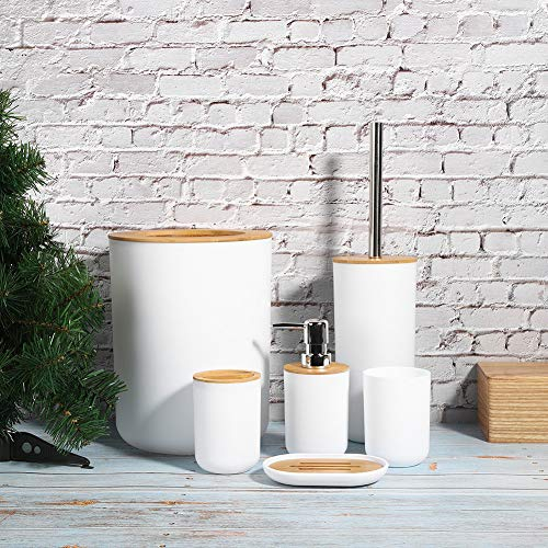 Un Ensemble D'Accessoires de Salle de Bain 6 Pièces, Distributeur de Savon, Porte-Savon, Porte-Brosse à Dents, Gobelet à Chasse d'eau, Porte-Brosse de Toilette, Poubelle