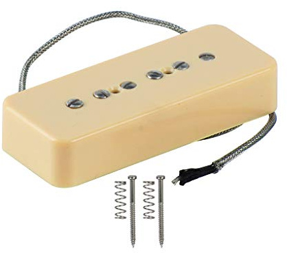 FLEOR Alnico 5 P90 Tvålstång Pickuper Nacke Pickup Enkel Spole Pickup för LP/SG Elgitarr, Kräm