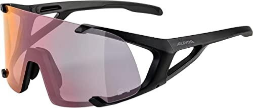 ALPINA HAWKEYE QV - Kontrastverstärkende, Selbsttönende & Beschlagfreie Sport- & Fahrradbrille Mit 100% UV-Schutz Für Erwachsene, black matt, One Size