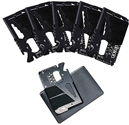 14 en 1 abridor de cerveza herramienta de supervivencia, tarjeta de crédito tamaño cartera multiherramienta regalo para hombres y gadgets herramientas tácticas de supervivencia (paquete de 5)
