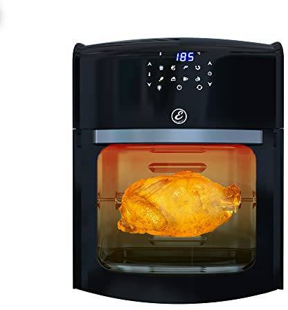 BRICOZONE Friggitrice Ad Aria 12 Litri 1800W Forno Aria Calda 10 In 1 Con Touch Screen LED Multifunzione Senza Olio 6 Accessori 7 Programmi Tempo Temperatura Regolabili Friggere Griglia Forno