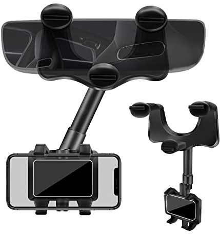 Sweetone Support Telephone Voiture Rétroviseur, Porte Telephone Voiture, 360° Rotation Accroche Telephone Voiture, Socles de Téléphone Portable pour Automobile pour Smartphone de 4 à 7 Pouces