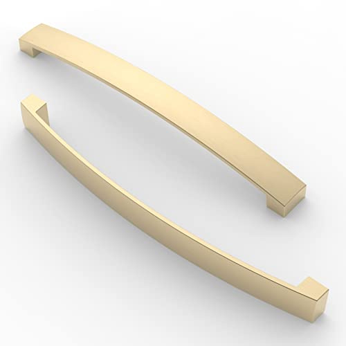 FURNIWARE 10 Stück Möbelgriff, Bohrlochabstand 192mm Stangengriff, Cabinet Arch Pull Küchengriff, für Küchenschranktür, Schlafzimmer Kommode Schublade, Badezimmer, Messing