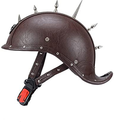 Motociclo Pratico Casco Scodella, Uomo Donna Caschi da Moto Omologato ECE, Pelle Casco Moto, Stile Punk Casco Demi-Jet, Casco Scooter Chopper Cruiser(57-61cm) (Color : C, Size : (57-61cm))