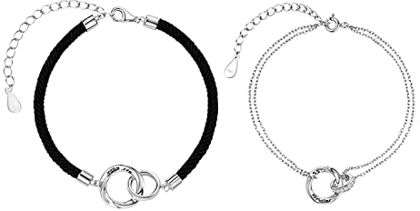BAILEYU Paar Armband 925 Sterling Silber Verstellbar Geflochtenes Seil Versprechen Passendes Armband Sie und Ihn Schmucksets für Paare Schwester Liebhaber Freunde