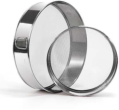 Heveer Tamiz de Harina de Acero Inoxidable 304 Tamizador Reposteria Malla 40/60 para Harina Azúcar en Polvo Cacao en Polvo 2 Piezas 15/20cm