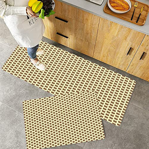 Küchenteppich Teppich Läufer Küchenläufer 2 Stück rutschfest,Kaffee, Illustration einer Kaffeetasse zum Mitnehmen mit Pappetui mit Bohnen-Schriftzug, S, Waschbar für Flur Küche 40 x 100 cm+40 x 60 cm