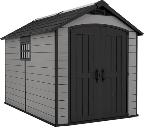 Keter Premier Apex Outdoor Garden Storage Shed Grey 7.5x9 ft