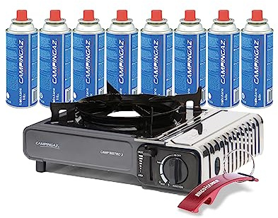 Hornillo Camping Camp Bistro 3 + Cartuchos CP250 + llavero Bricolemar de regalo (Hornillo + 8 Cartuchos + Llavero Bricolemar)