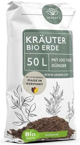 JASKER'S Bio Kräutererde 50 L - Erde für Kräuter - Kräuter Erde mit Startdünger für Kräuterpflanzen - Grow Erde - Pflanzenerde - Blumenerde für Kräuter - Anzuchterde für Stecklinge