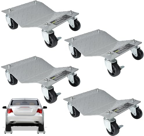 XMTECH 4 Stück Auto Rangierhilfe für PKW 2000 kg mit doppellagernden Lenkrollen ausgestattet, Rangierwagenheber Wagenheber Rangierheber für PKWs, Autos, LKWs, Traktoren, Mobile Reifenplattform