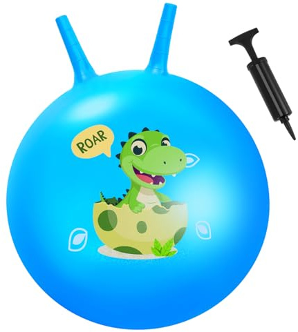 Blulu 60 cm Dinosaurier Weltraum Springball mit Griff Hopper Ball mit Pumpe Großer Aufblasbarer Hüpfball für Garten Draußen Drinnen Sommer Aktivitäten Übung Spiele