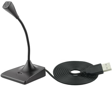 LANDIBO Microfono USB per PC, microfono professionale regolabile a collo d'oca USB per podcast, compatibile con PC/Mac, plug and play, registrazione, giochi, streaming, microfono da gioco (USB)