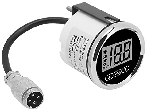 Tonysa 52 Mm/2 Zoll Marine-Tiefenmesser, 316L Antibeschlag-Tiefenmesser, Wasserdicht Bis 100 M, Weiße Hintergrundbeleuchtung, Alarm, für Yachten, Fischerboote