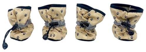 Hundeschuhe,Pfotenschutz Hund 4 Teile/Satz Hund Schuhe for Kleine Große Hunde Haustier Anti-Slip Stiefel Weiche Warme Socken Winter Outdoor Welpen Liefert(Summer-Beige,S-2)