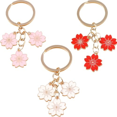 KOLZEMV 3 Stück Blume Schlüsselanhänger, Tschlüsselanhänger, schlüsselanhänger damen, asche Anhänger Schlüsselanhänger für Frauen Niedliche Tasche Charms Dekoration Anhänger Muttertagsgeschenk