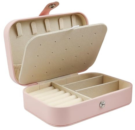 MultiValue Scatola Di Gioielli Portatile, Portagioie Donna Di Grandi Dimensioni, Scatola Di Gioielli In Pelle, Scatola Di Orecchini, Anello Di Collana (rosa)