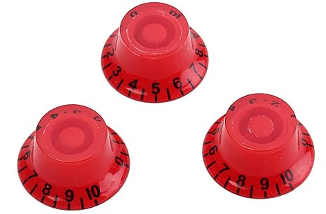 3 Stück Runder Gitarrenknöpfe Gd38 für E-gitarre, Rot | Kunststoff, Einfache Montage als Ersatzteil, für Lautstärke und Tonregler