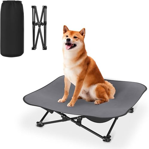 UISEBRT Erhöhtes Hundebett Hundeliege Outdoor Haustierbett Haustierliege, atmungsaktives Bett für kleine und mittelgroße Hunde für Reisen Garten Outdoor Indoor 68 x 68 x 21 cm