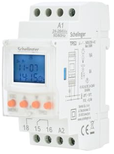 Schelinger Zeitschaltuhr elektronisch programmierbar 7 Tage DIN-Schiene 2 Module 30mA IP20