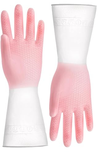 Genérico Guantes De Limpieza Para El Hogar | Guantes De Goma De Limpieza: Guantes De Lavado De Goma Impermeables Para Lavavajillas, Tareas Domésticas Y Jardinería