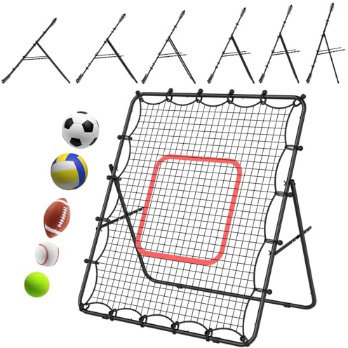 LIANTRAL Baseball-Rebounder-Netz, 1,2 x 1,4 m, tragbarer Rückpralltrainer für Fußball, Volleyball, Softball und Lacrosse, verstellbares Kickback-Zielziel für Schieß-, Pass- und Kontrolltraining