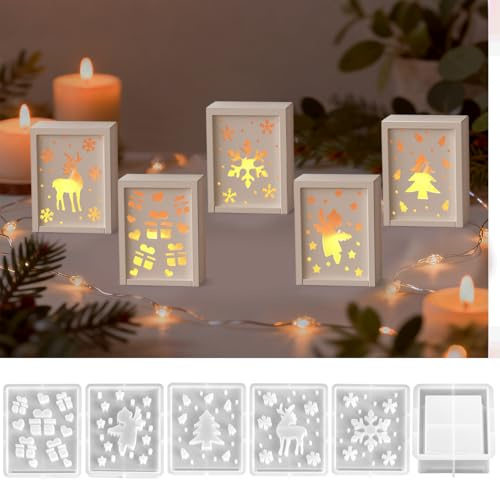 Silikonformen Gießformen Weihnachten, 6 Stück Silikonform Geschenkbox, Geldgeschenk Gießform Gipsformen, Weihnachten Gipsformen zum Gießen für DIY Geschenkbox Geldgeschenke Heimdekoration