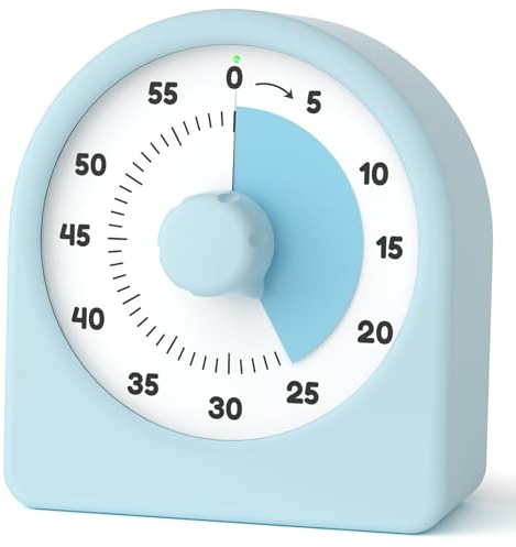 LIORQUE Visueller Timer 60 Minuten Countdown Timer mit Pausenfunktion | austauschbarer Silikonhülle für Kinder Erwachsene Leiser Kurzzeitmesser für Küche Schule Büro inkl. Batterie