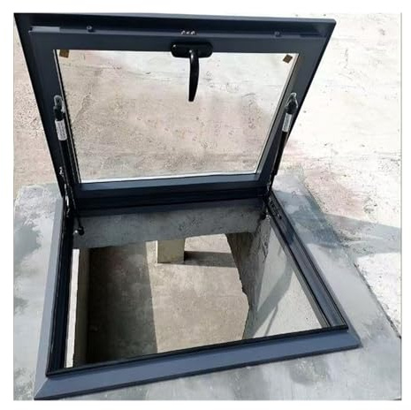 QSTGX Dachleiter FüR Schornsteinfeger Dachfenster Gewächshausglas Durchsichtiges Dach Aluminium-Dachfenster(60x60 cm)
