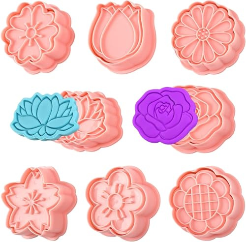 Keksstempel Set 3D Blumen, 8 Stück Ausstechformen Blumens, 3D Keksausstecher Blumen Ausstechform, Keksform Blumens, Plätzchen Ausstecher Blumenss für Backen DIY Kekse, Keksteig, Gebäck, Fondant, Donut