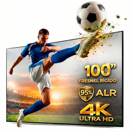 Pantalla de Proyección Fresnel Rígida 100” ALR para Proyector UST, Rechazo 95% Luz Ambiental, Brillo 0.8, Contraste 2.0, 4K/8K Ultra HD, Marco Ultra Delgado, Cine en Casa Profesional