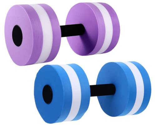 Beaupretty Mancuernas Acuáticas de Eva 2 Piezas para Ejercicios en Piscina, Pesas Ligeras Flotantes Morado y Blanco para Aeróbic Acuático y Entrenamiento de Fitness de Natación