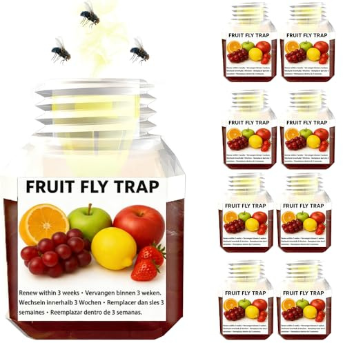 Trappole per moscerini della frutta da interni, confezione da 8 altamente efficaci, per casa e cucina, cattura mosche della frutta, attira istantaneamente, fino a 3 settimane di prestazioni per