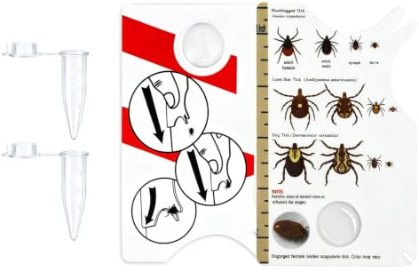 KOMUNJ Lot de 2 cartes à tiques avec loupe, nettoyage rapide des tiques, carte à tiques pour les personnes, les enfants, les chiens, les chats, enlever rapidement et doucement les tiques des animaux
